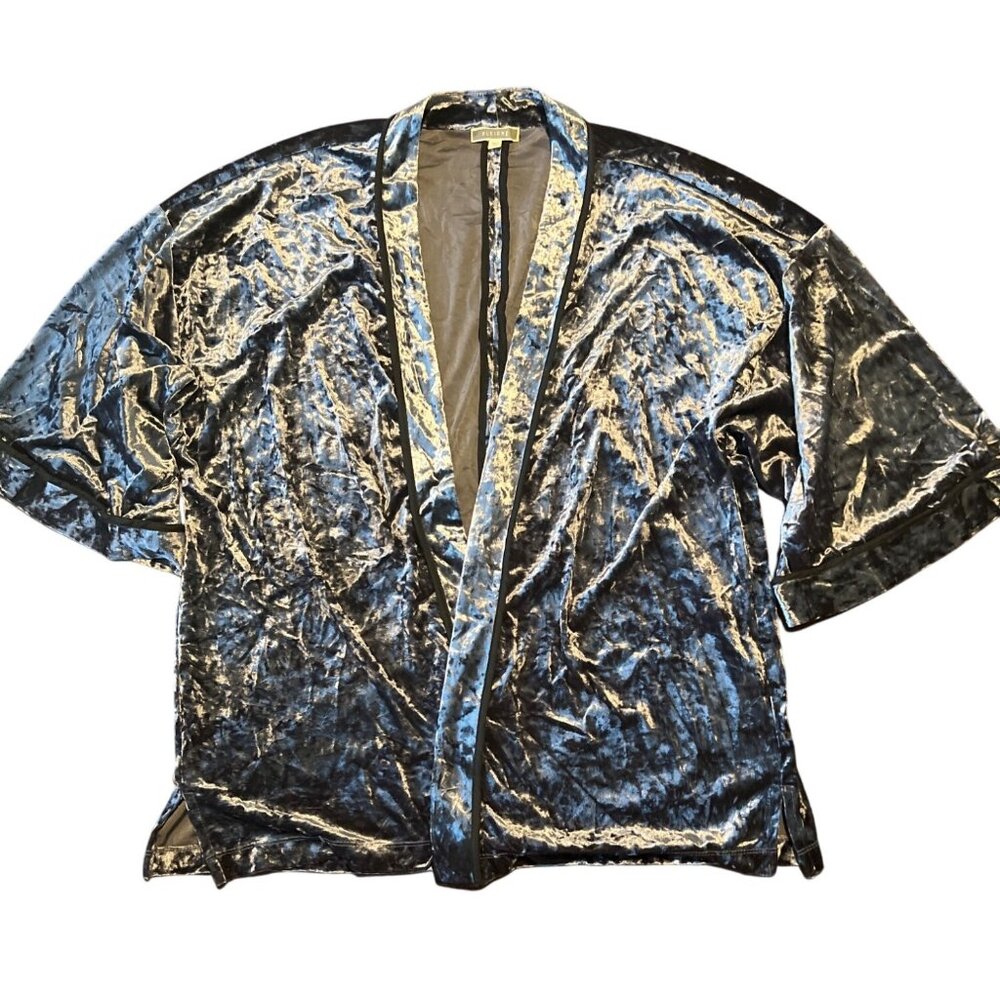 Anthropologie‎ Pleione Velvet Kimono Cardigan M Black Open Front Boho